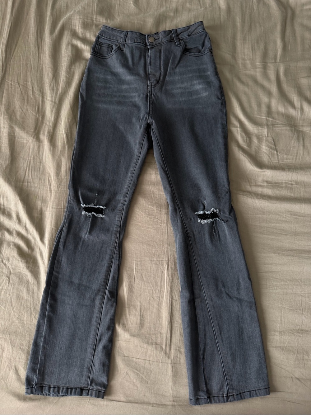 Dark Gray Distressed Women's Jeans